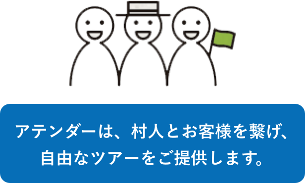 アテンダーは、村人とお客様を繋げ、自由なツアーをご提供します。